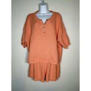 Sincerely Jules Knit Lounge Set Shorts Orange Size Large Cottagecore Lagenlook